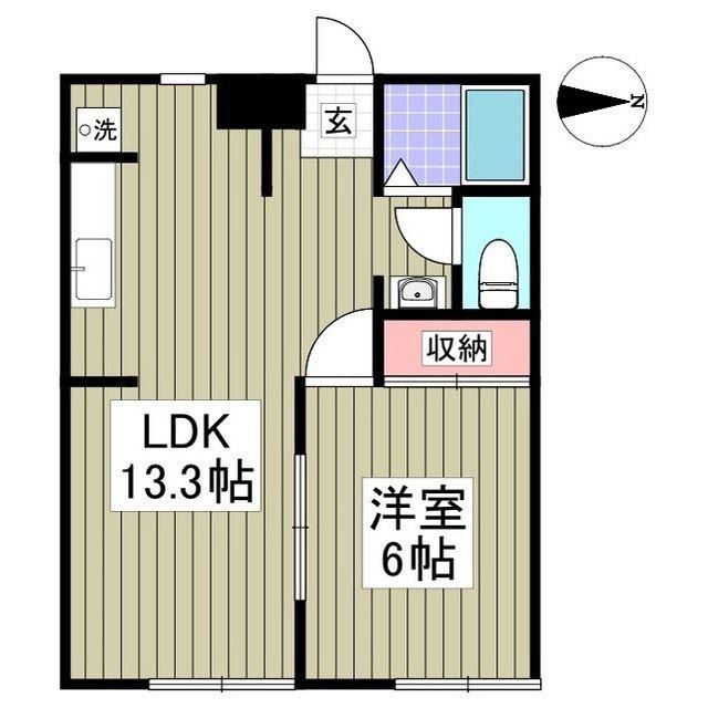 エリナハイムNO.2(1LDK/1階)の間取り写真