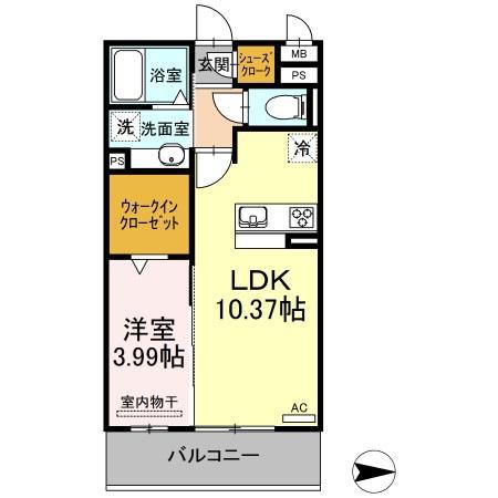 サンライフ黄金(1LDK/3階)の間取り写真