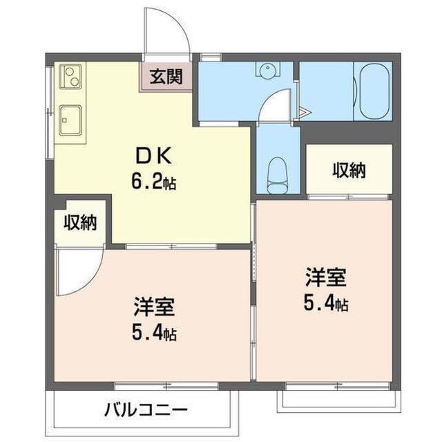 ビラコート土橋C(2DK/2階)の間取り写真