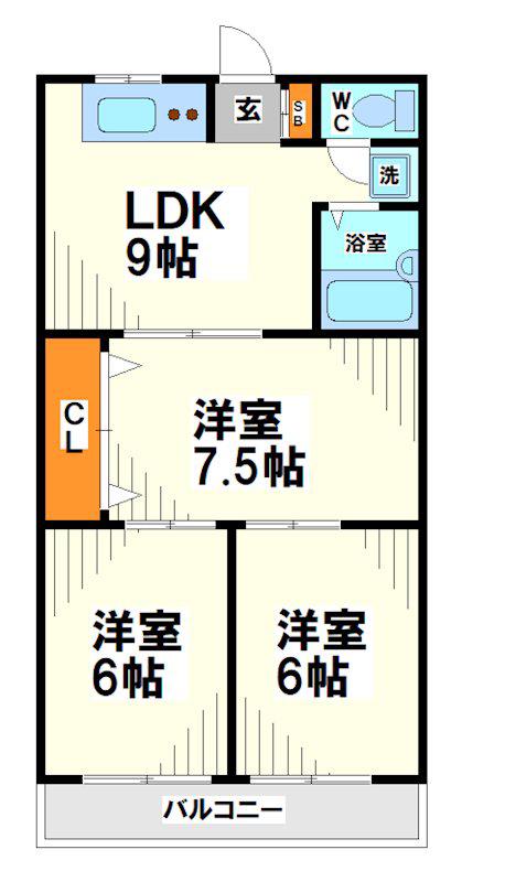 京王線 多磨霊園駅 徒歩5分 2階建 築55年(3LDK/1階)の間取り写真