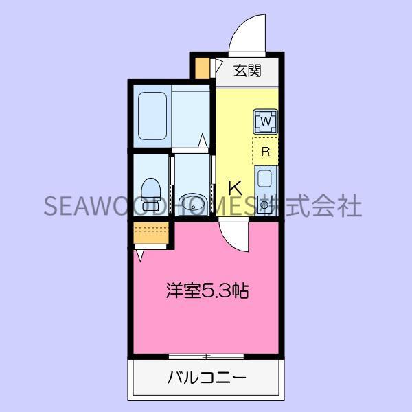 MELLAS海の公園(1K/2階)の間取り写真