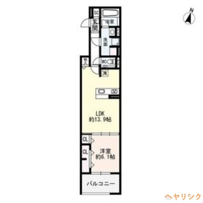 セレスティア城西(1LDK/2階)の間取り写真