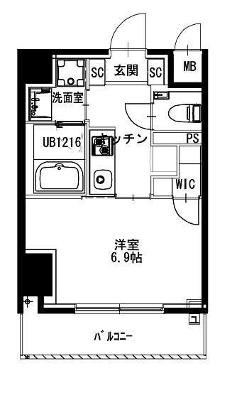 市ヶ谷仲之町ヒルズ クレストノース棟(1K/3階)の間取り写真