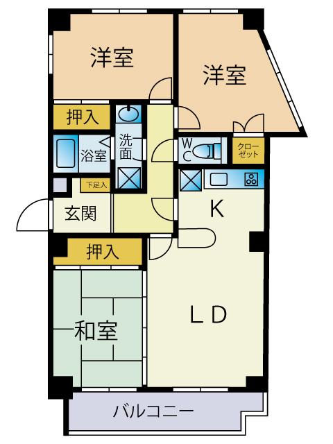 ツクダハイツ(3LDK/2階)の間取り写真