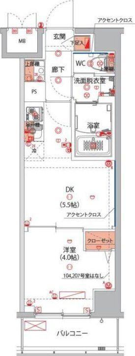 ハーモニーレジデンス東京大島ザ・ガーデン(1DK/8階)の間取り写真