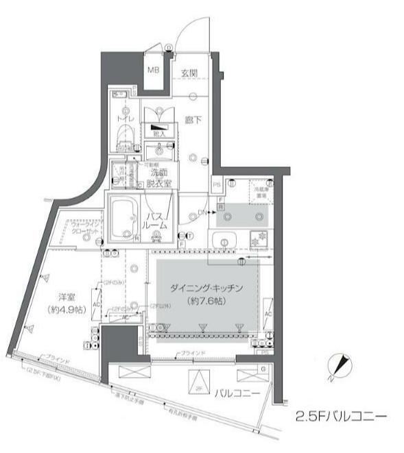 ZOOM渋谷神山町(1DK/2階)の間取り写真