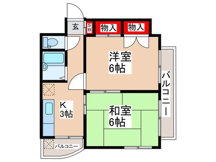 メゾン栄(2K/4階)の間取り写真
