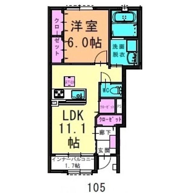 プリモローズ(1LDK/1階)の間取り写真