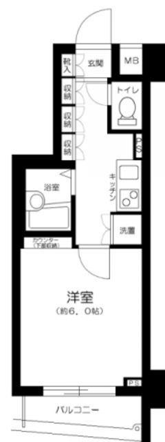 プレール・ドゥーク練馬ノースCITY LA(1K/4階)の間取り写真