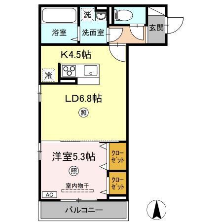 D-ROOM中倉(1LDK/2階)の間取り写真