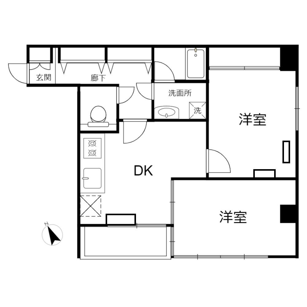 パシフィックパレス錦糸町(2DK/7階)の間取り写真