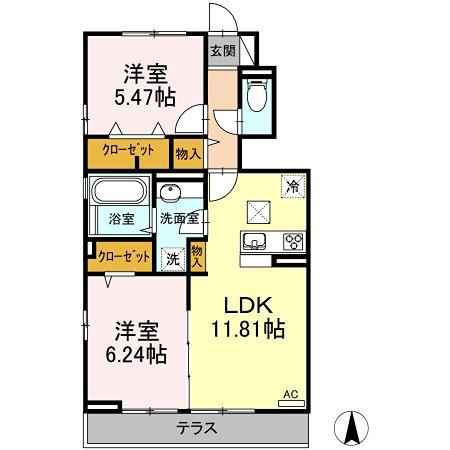 フォルビート(2LDK/1階)の間取り写真