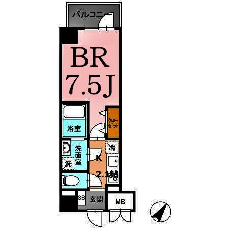 TRE LUCE横濱関内(1K/4階)の間取り写真