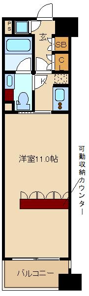 デュオン新大阪レジデンス(1K/4階)の間取り写真
