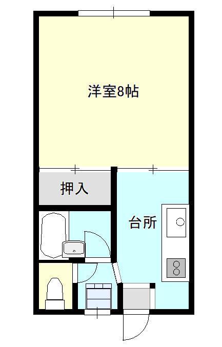 フレアヒル(1K/2階)の間取り写真