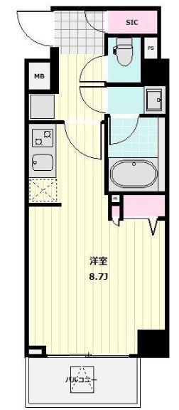 ヴィークブライト南麻布(ワンルーム/6階)の間取り写真