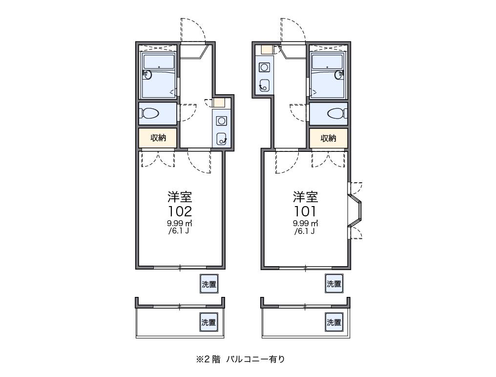 レオパレス板付II(1K/2階)の間取り写真
