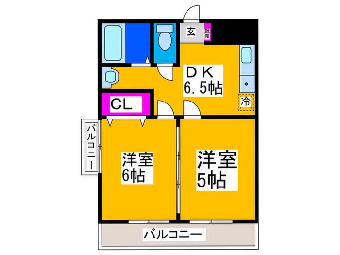 セジュール水賀池(2DK/3階)の間取り写真