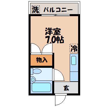 エステートコスモ本河内(ワンルーム/1階)の間取り写真