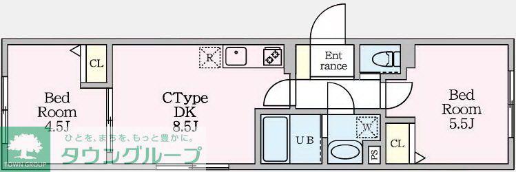 エルファーロ目黒III(2DK/4階)の間取り写真