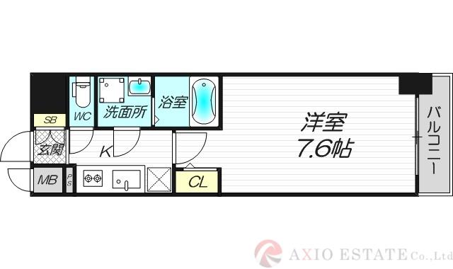 S-RESIDENCE江坂LIBLE(1K/3階)の間取り写真