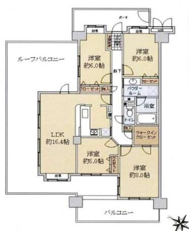 ダイアパレスヒルトップ・エフ千葉寺駅前(4LDK/8階)の間取り写真