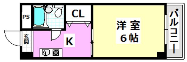 ハッピーハイツ(1K/4階)の間取り写真