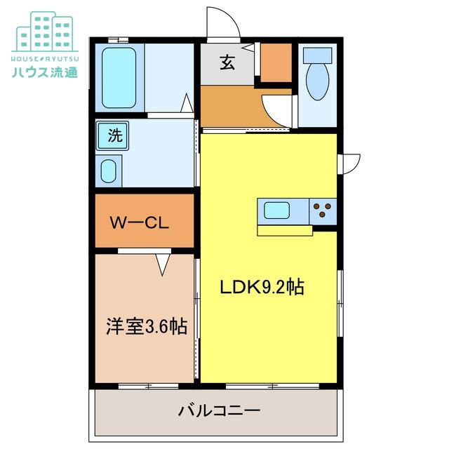 ヴェンティTOSU弐(1LDK/2階)の間取り写真