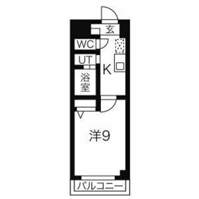 サンパティーク東片端(1K/9階)の間取り写真
