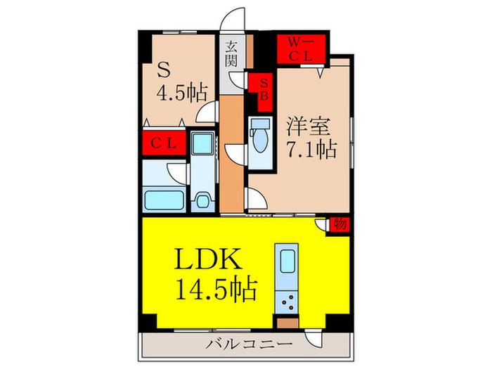 ルクラージュ室町(1SLDK/6階)の間取り写真