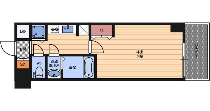 サムティ福島PORTA(1K/8階)の間取り写真
