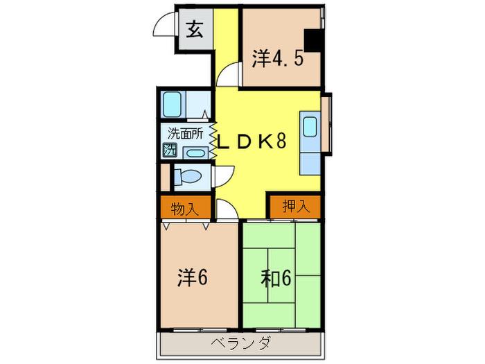 エサ浜フックビル(3LDK/4階)の間取り写真
