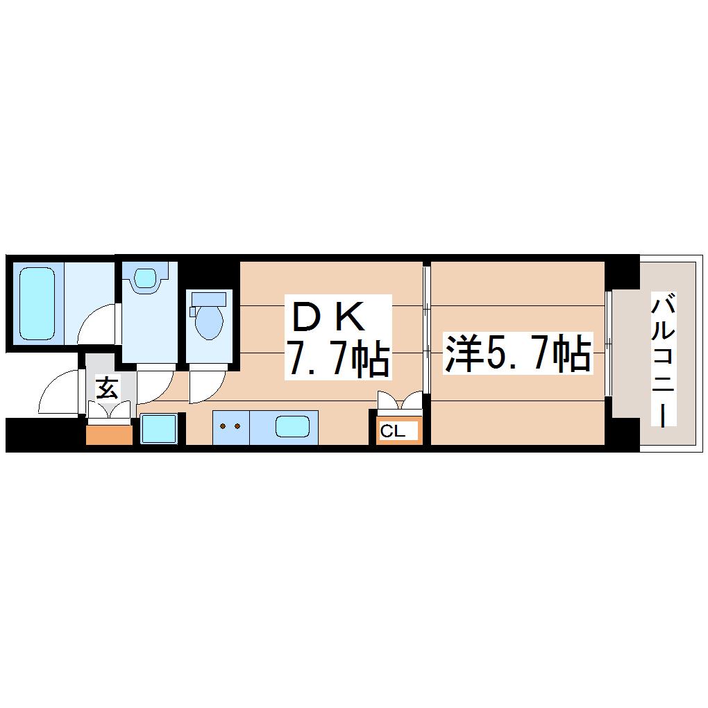 パンノワール榴岡(1DK/2階)の間取り写真