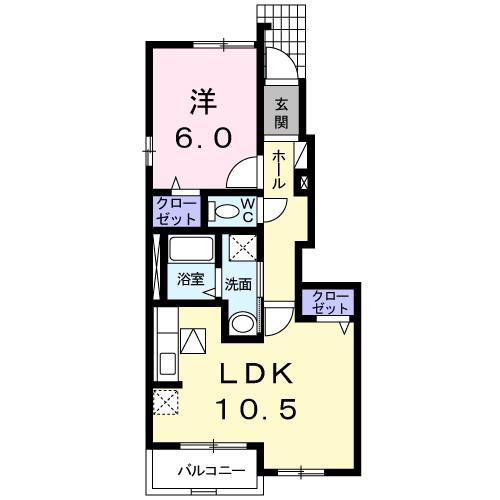 エヴァグリーン(1LDK/1階)の間取り写真
