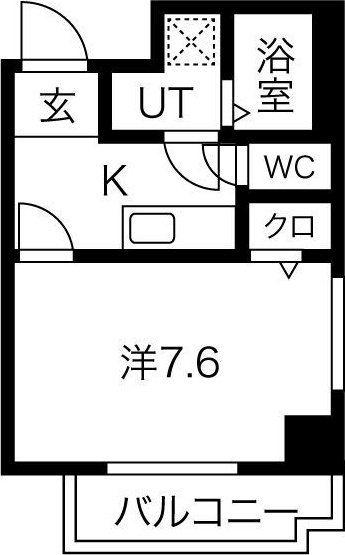 ヒルズ小松(1K/4階)の間取り写真