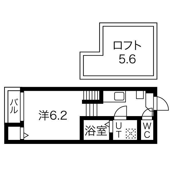 キララハイツ(1SK/2階)の間取り写真