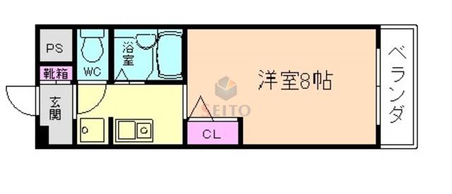パークサイドコート(1K/2階)の間取り写真