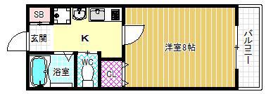 レトアパークサイド(1K/2階)の間取り写真
