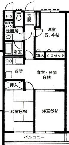 グリーンヒル青木(3DK/1階)の間取り写真