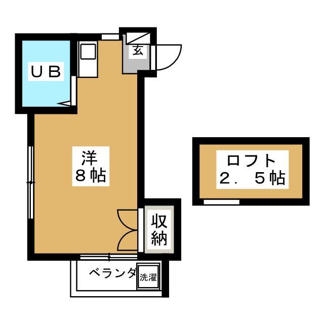 上高田ハイツ(ワンルーム/2階)の間取り写真