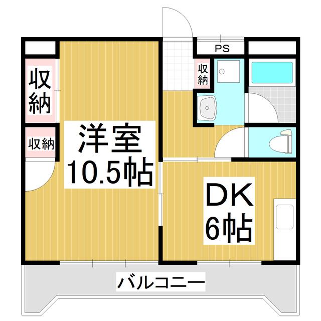 ハイツサンルート(1DK/4階)の間取り写真