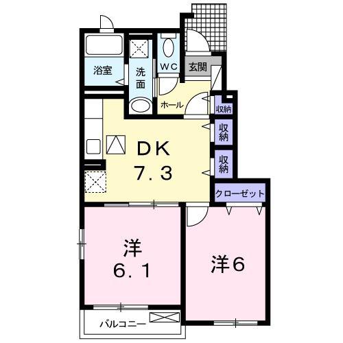 メゾン ド トフワージュ II(2DK/1階)の間取り写真