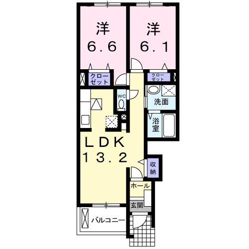 ラッフィナートB(2LDK/1階)の間取り写真