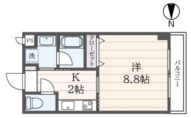 アーバンライフ南大沢(1K/4階)の間取り写真