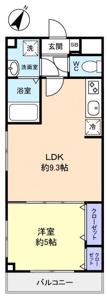 REGULUS緑が丘(1LDK/1階)の間取り写真