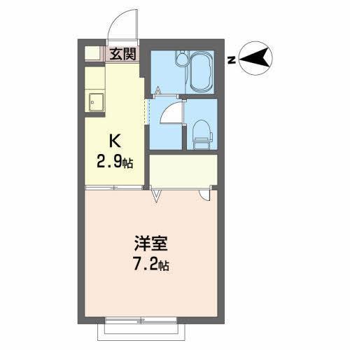 シェルマン東通(1K/1階)の間取り写真