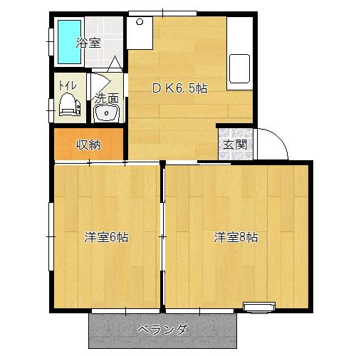 ハイツ吉田(2DK/2階)の間取り写真