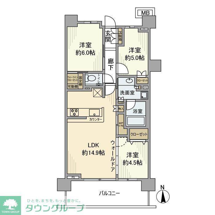 プラウドシティ国立(3LDK/3階)の間取り写真