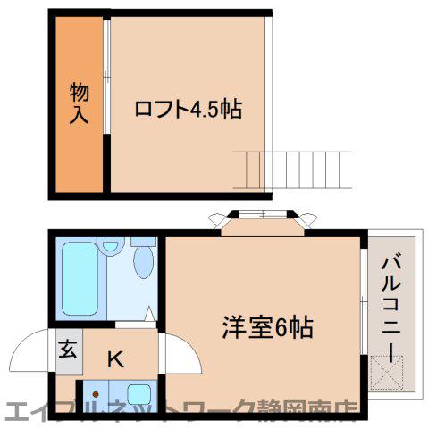 花と陽光のレーベン東静岡(1K/1階)の間取り写真