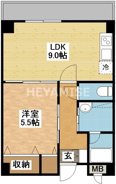 デ・クメール蛍茶屋東(1LDK/2階)の間取り写真